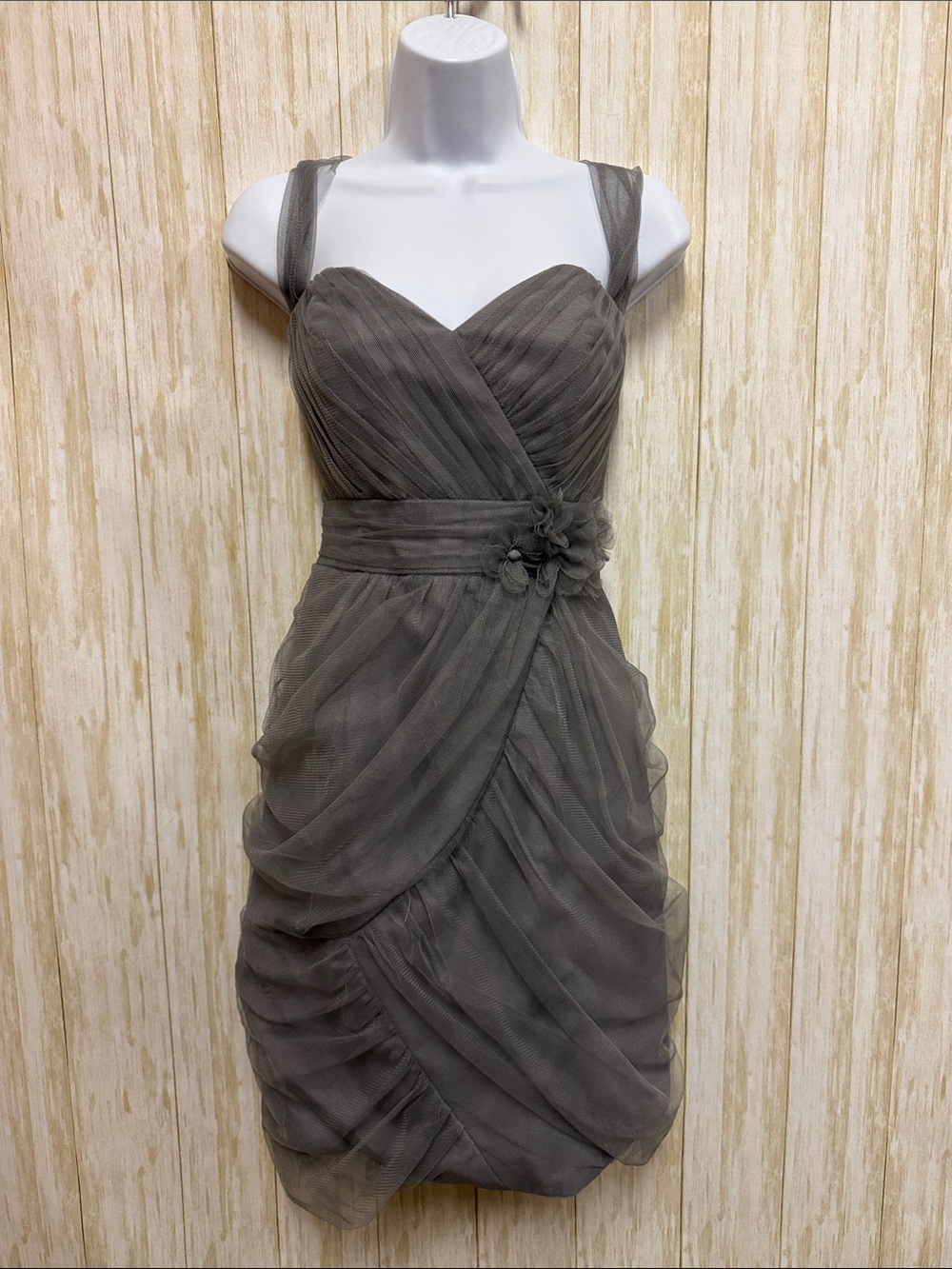 Alfred Angelo Gray Sleeveless Chiffon Cocktail Dress